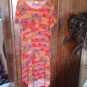 LuLaRoe Orange and Purple Short-Sleeve Maxi Dress